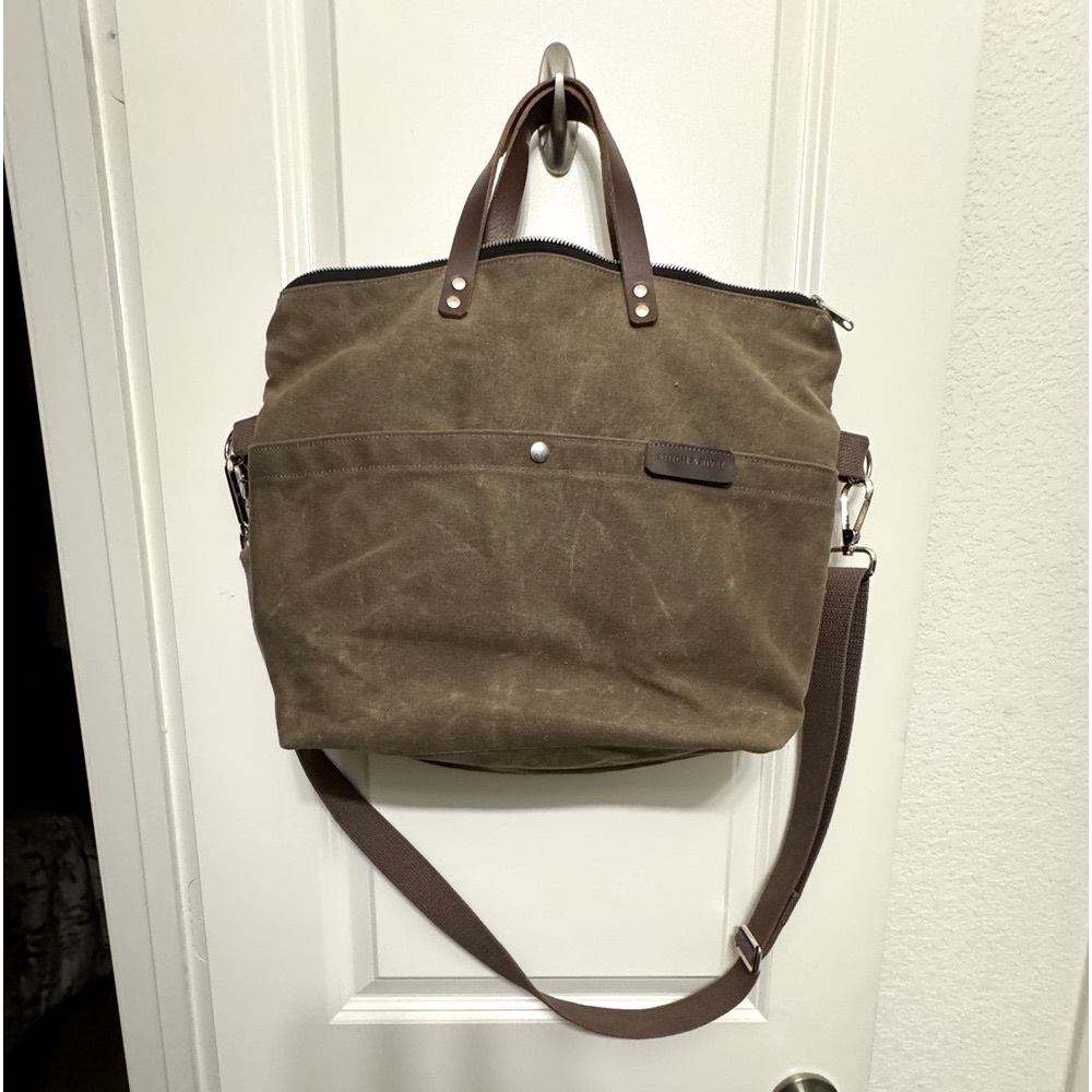 STITCH & RIVET • Handmade Waxed Canvas Tote Bag With Adjustable Strap